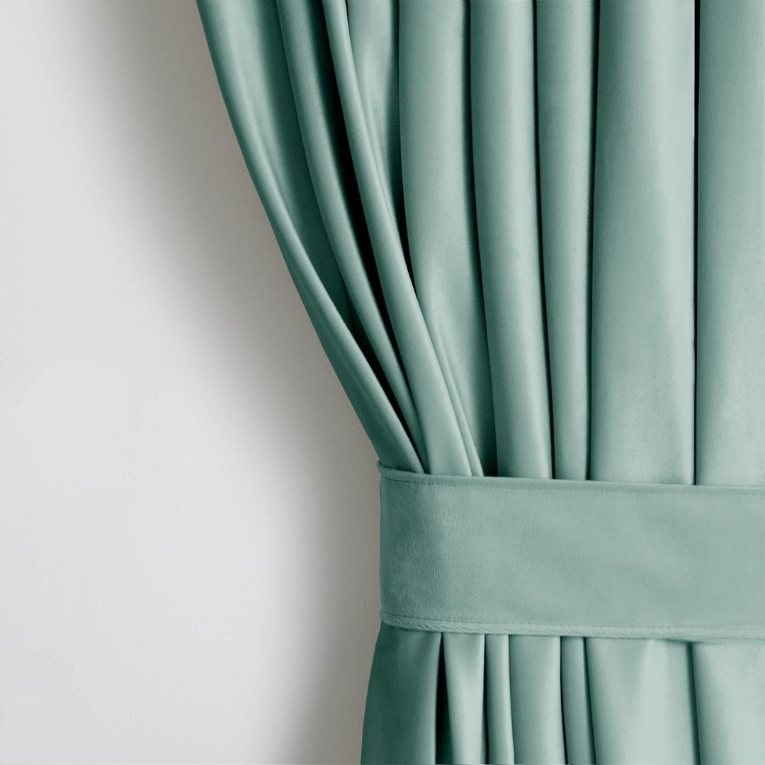 AmeliaHome Zasłona VELVET styl klasyczny przelotki srebrne 140x270 miętowa