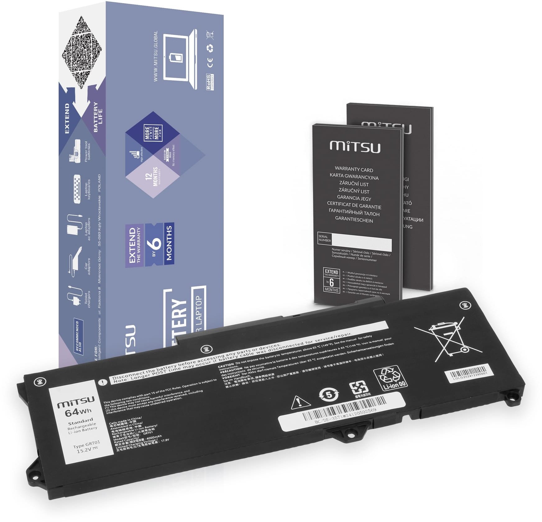 Bateria Mitsu do Dell Latitude 5421, 5521, Precision 3571, 3470