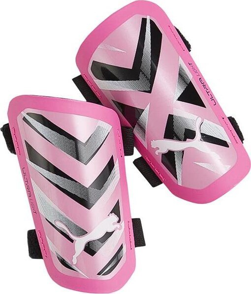 Puma Ochraniacze nagolenniki piłkarskie Puma Ultra Light Strap różowo-białe 30875 08 M