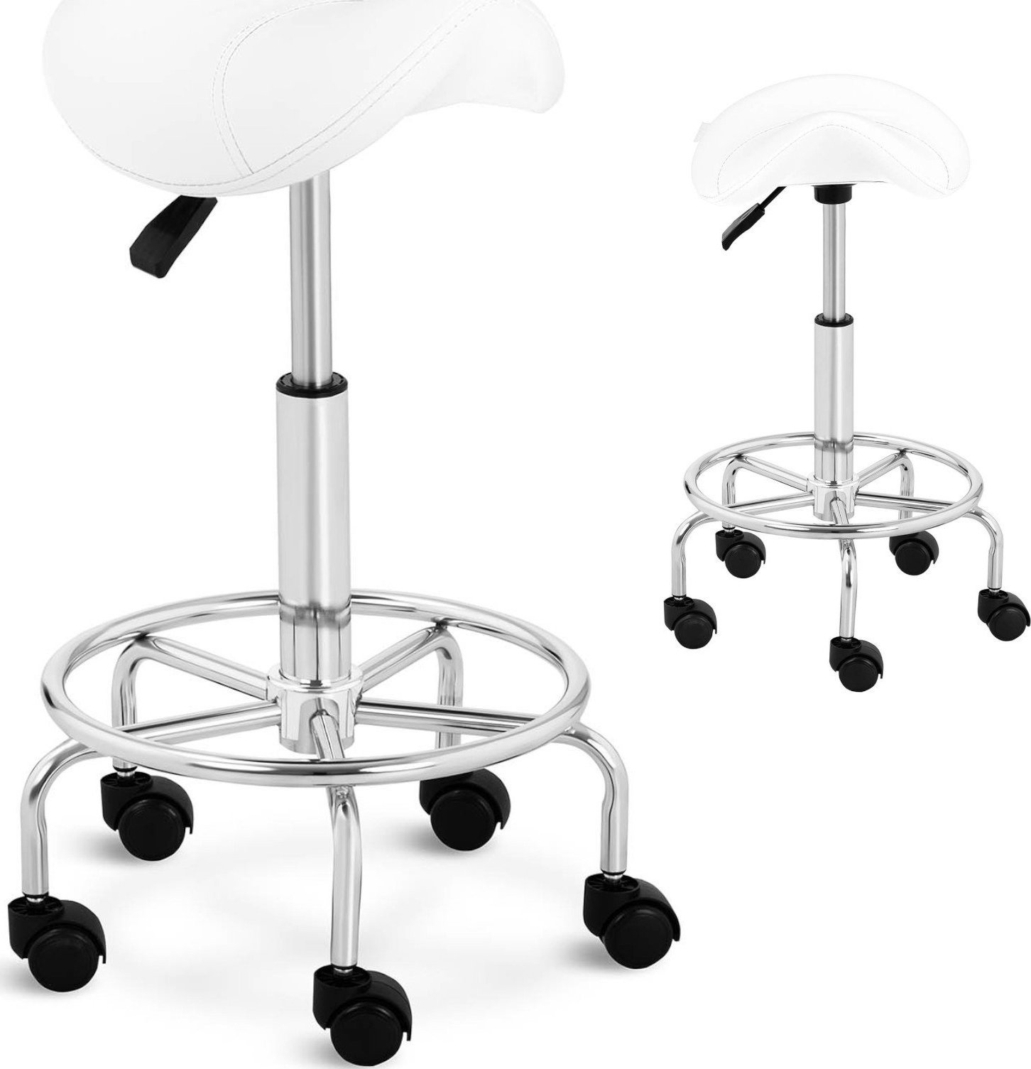 Physa Taboret stołek hoker kosmetyczny siodłowy na kółkach Frankfurt do 150 kg biały Taboret stołek hoker kosmetyczny siodłowy na kółkach Frankfurt do