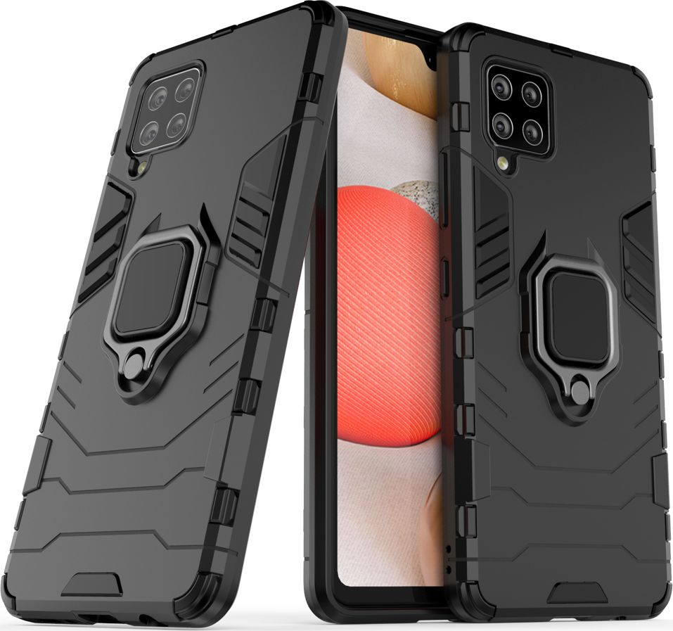Hurtel Ring Armor pancerne hybrydowe etui pokrowiec + magnetyczny uchwyt Samsung Galaxy A42 5G czarny