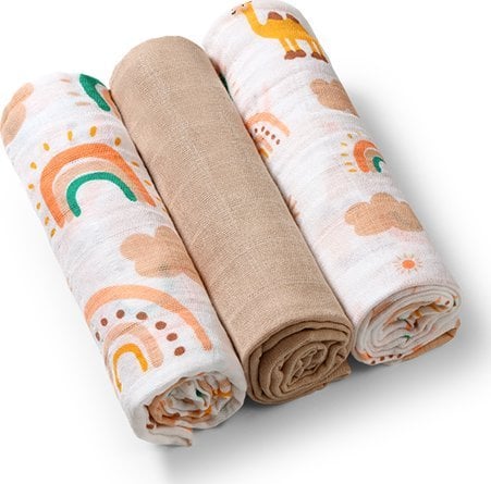 BabyOno 348/08 PIELUSZKI MUŚLINOWE BEŻOWA 3SZT