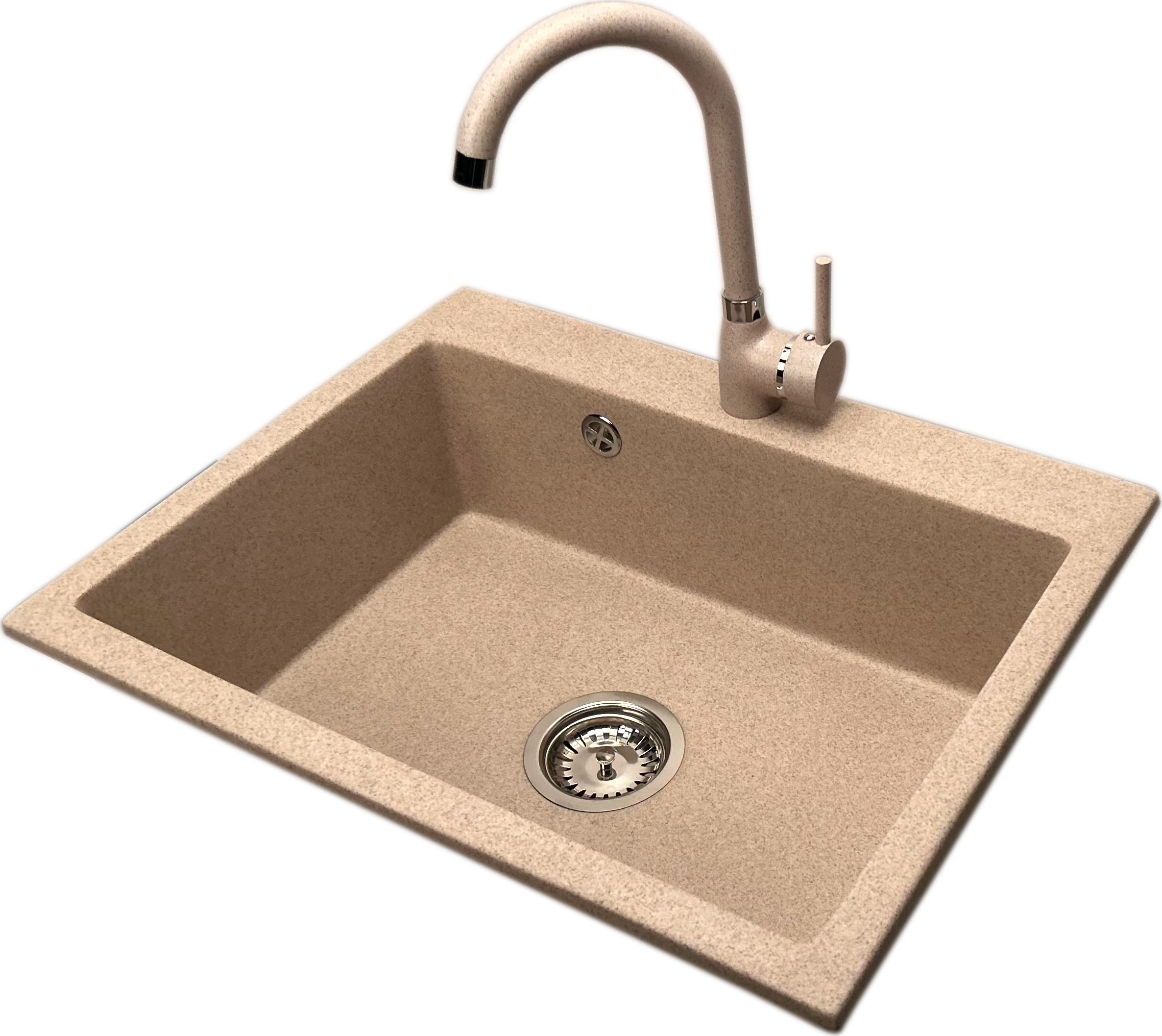 Zlewozmywak PREHNIT Zlewozmywak jednokomorowy ELAN beż + bateria NOON beż