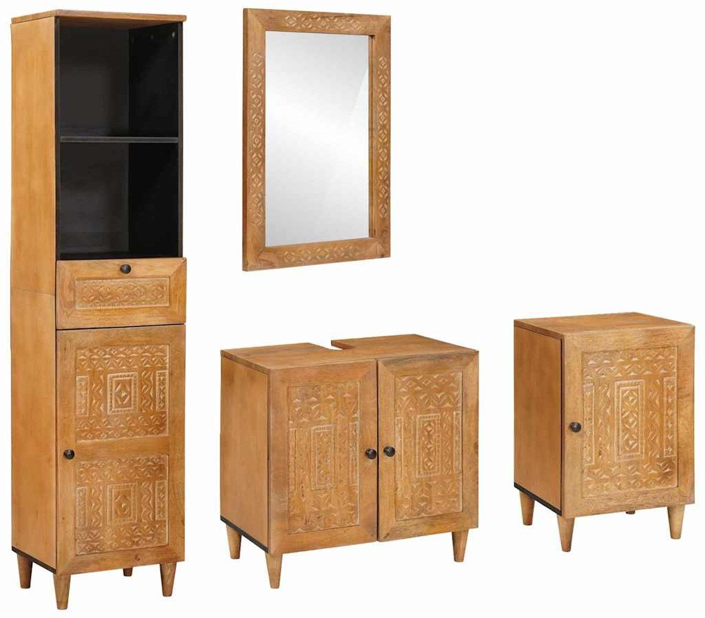 vidaXL Zestaw mebli łazienkowych 4 pcs Brązowy 38 x 33 x 160 cm