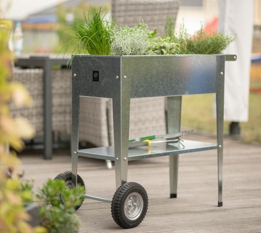 Herstera Garden Herstera Garden Barcelona Lisosrebrna 85x35x80cmpodniesionagrządka na kółkach