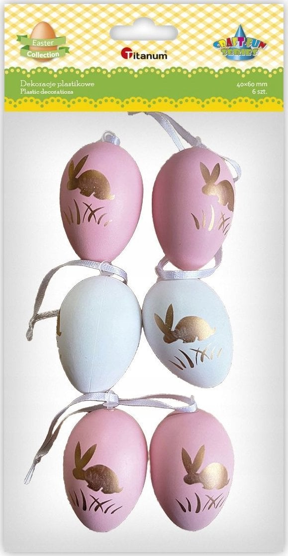 Titanum Zawieszki plastikowe jajka 40x60mm różowe 6szt