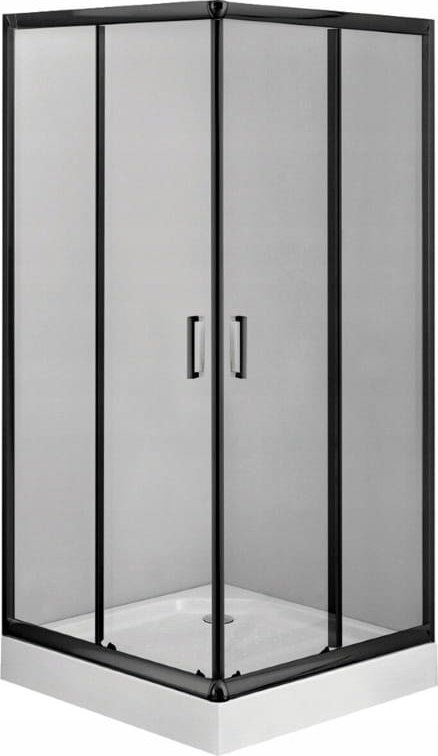 Kabina prysznicowa kwadratowa czarna 185x90cm + brodzik