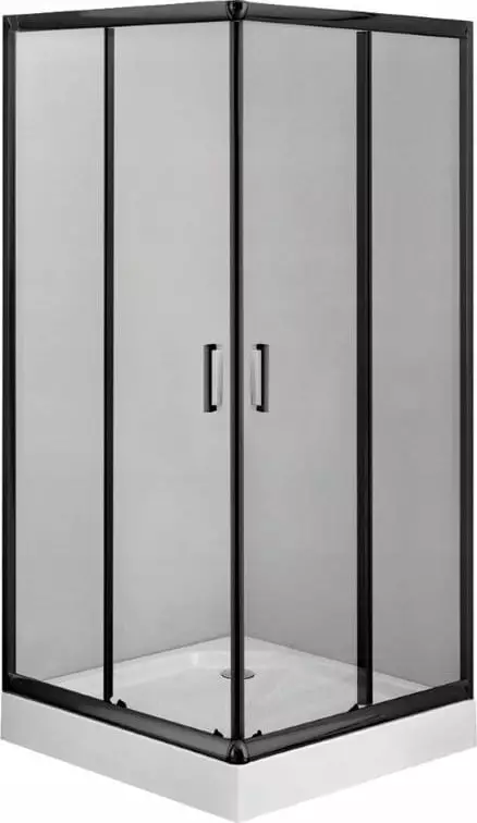 Kabina prysznicowa kwadratowa czarna 185x90cm + brodzik