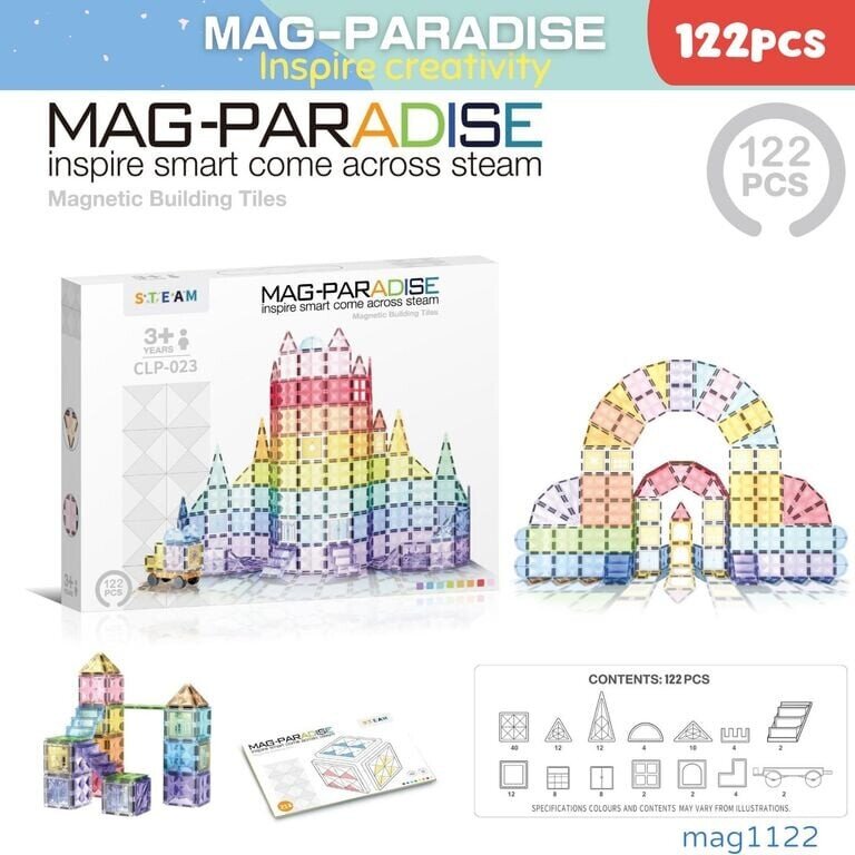 Coil klocki magnetyczne pastelowe 122 elementy