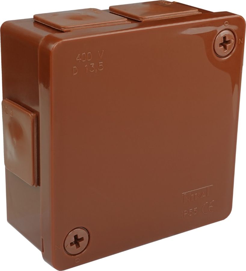 ViPlast 022-02 puszka n/t brązowa bez zacisków 6 wlotów 2 wkręty wym/zew 86x86x40 mm IP55 ViPlast 7908