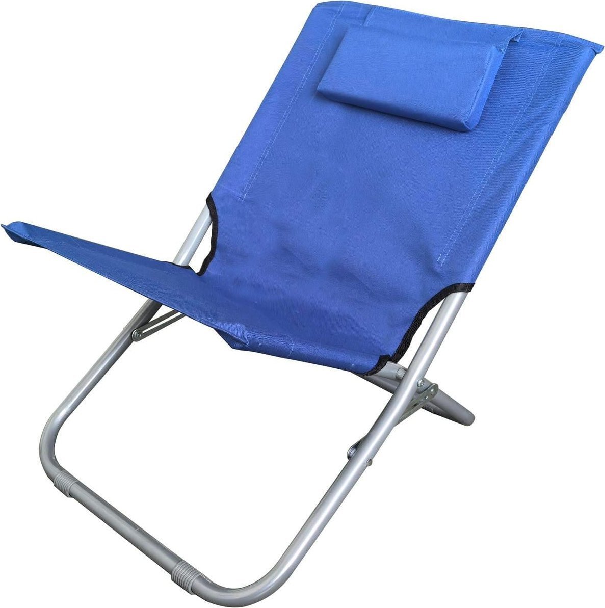 LEŻAK PLAŻOWY SKŁADANY Z ZAGŁÓWKIEM 47X61X37- 58CM GRANATOWY