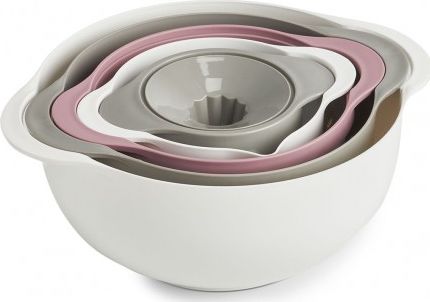 Zeller Wielofunkcyjny zestaw kuchenny, 5-częściowy, biały / szary / jagodowy 12x7, 15x7,5, 18,5x8, 22x12, 26x12,5 cm