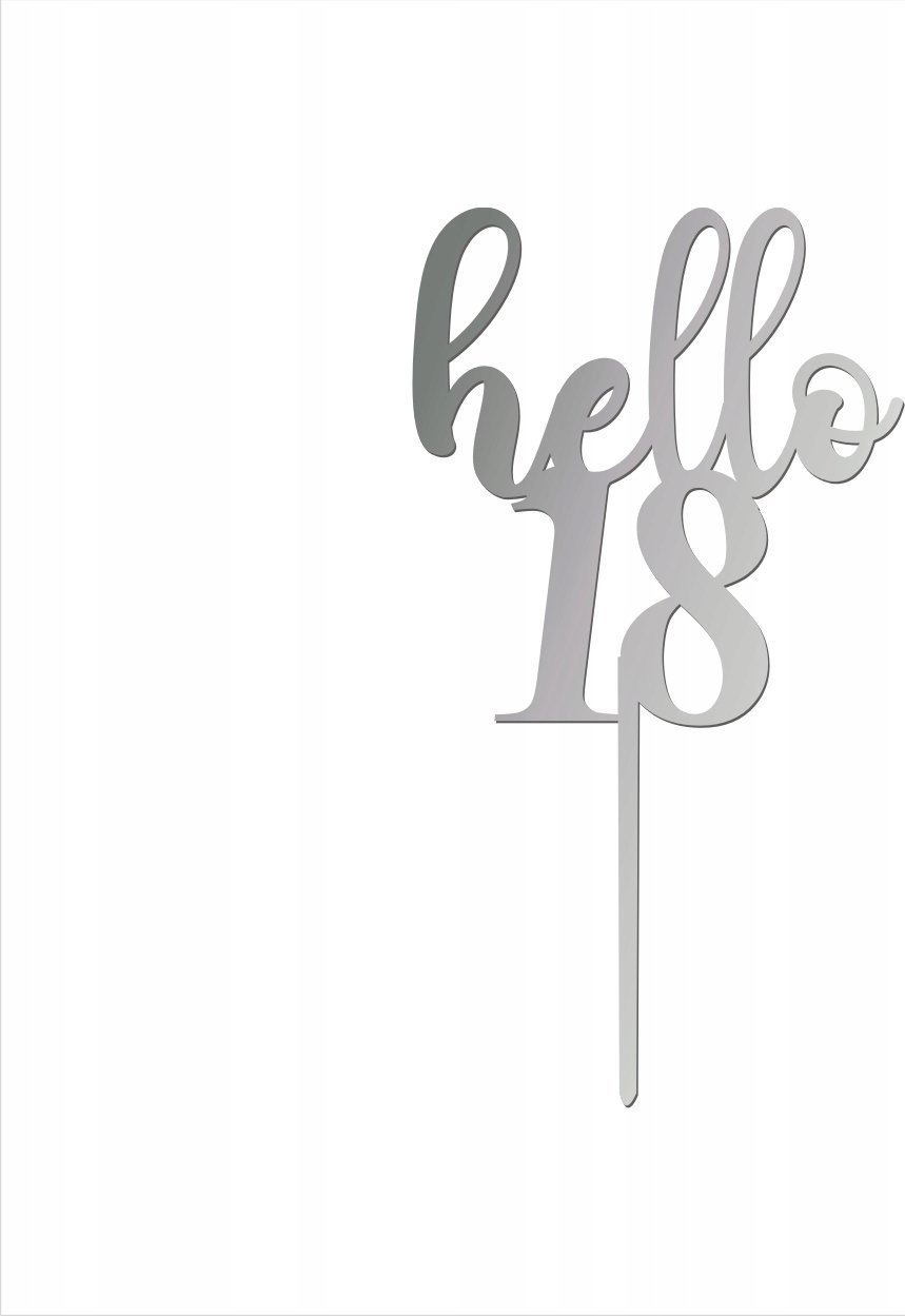 details Topper hello 18 dekoracja na tort pleksi złoty