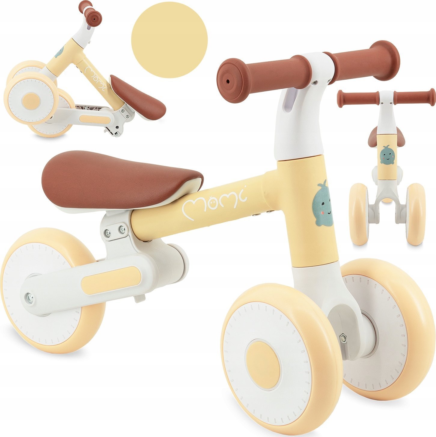 Jeździk Dla Dzieci Trójkołowy - Momi Dex Żółty - Lekki 12M+ Składany