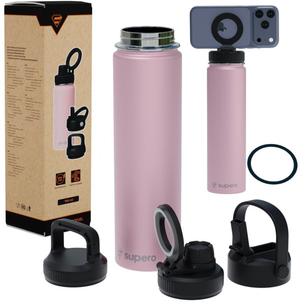 SUPERO Butelka termiczna 700 ml, różowa
