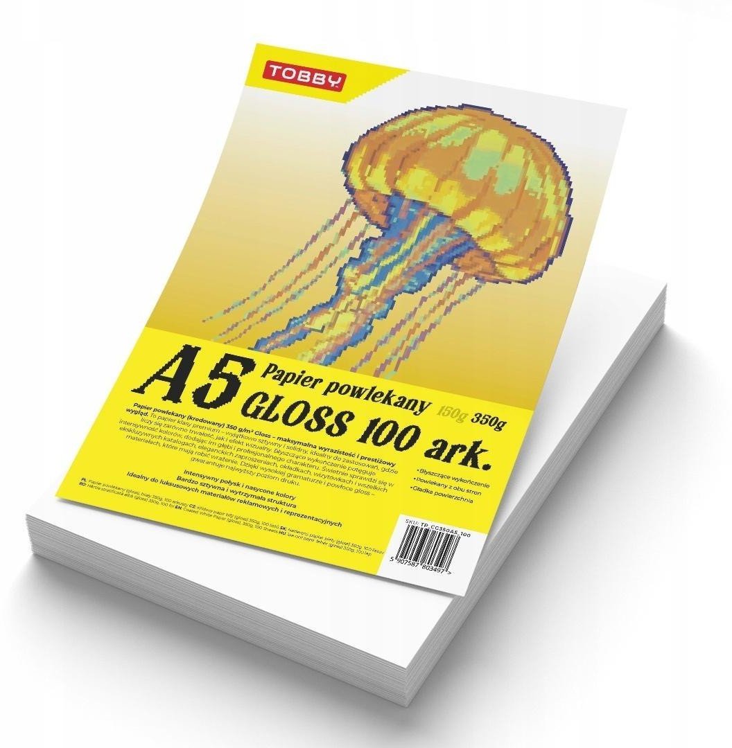 Papier kredowy powlekany A5 350 g/m gloss 100 ark