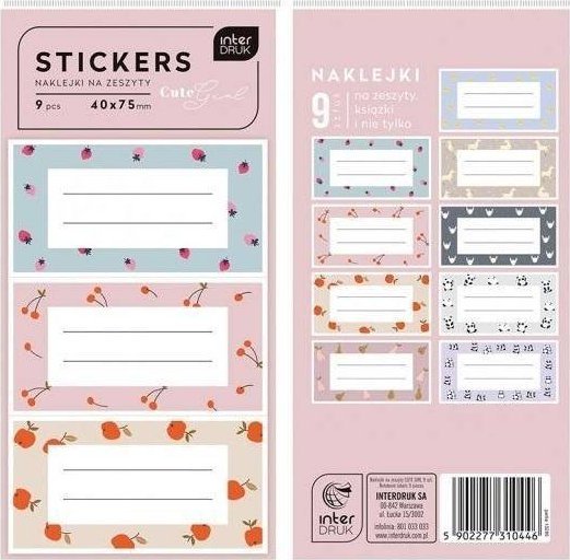 Interdruk Naklejki na zeszyty Cute Girl 9szt.