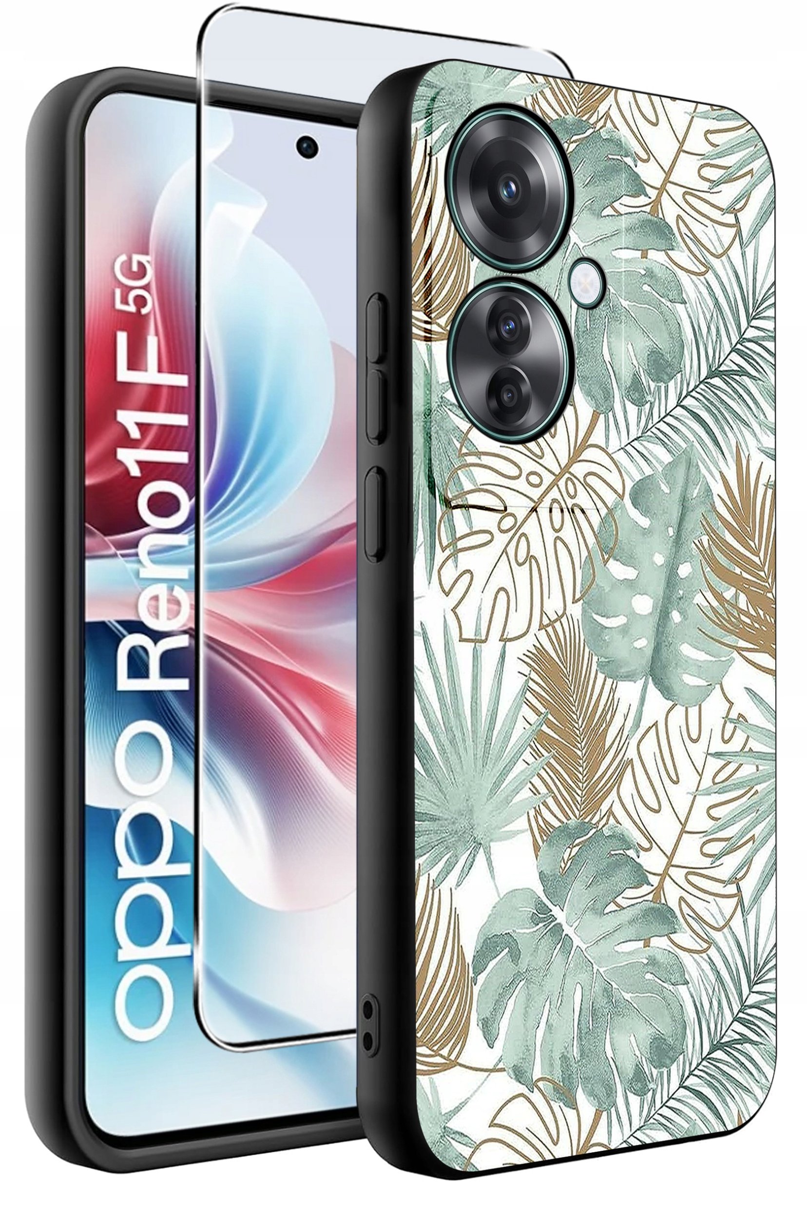 ETUI do Oppo Reno11 F 5G WZORY | SILIKONOWE MATT CASE + SZKŁO HARTOWANE 9H