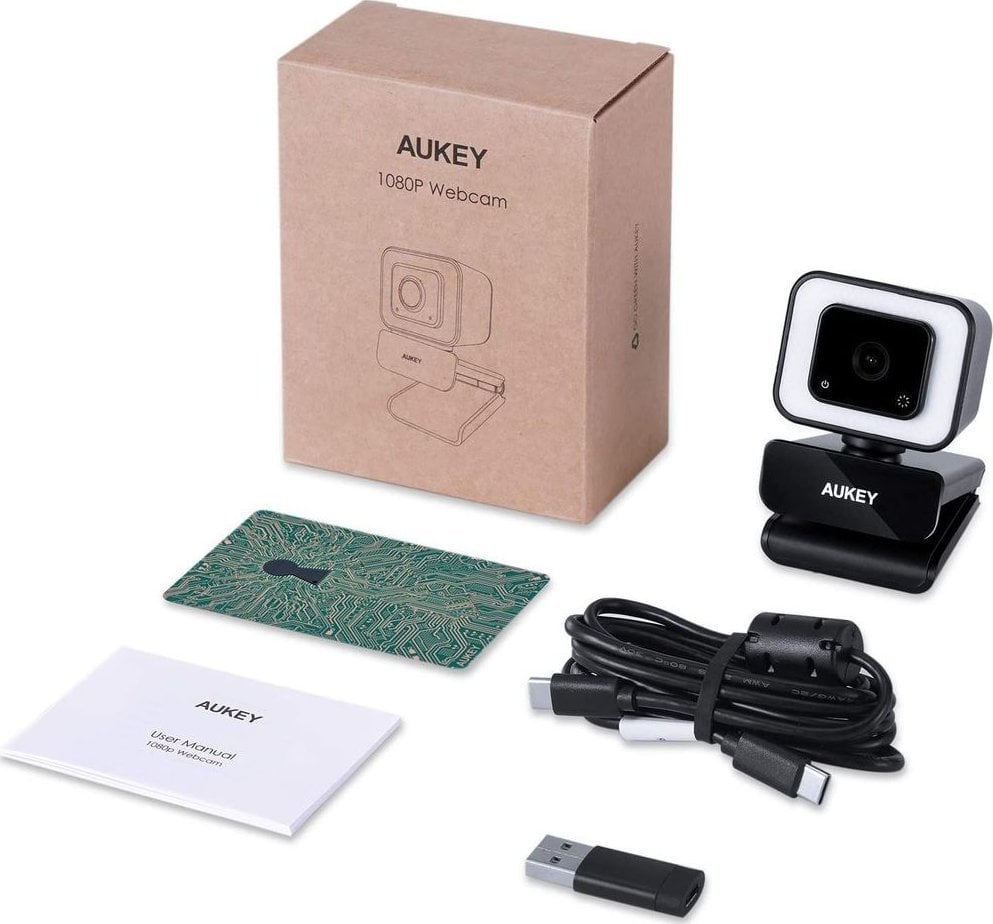 Kamera internetowa Aukey Aukey PC-LM6 Stream Series with Ring Light Full HD Webcam with 1/3"-CMOS Sensor black