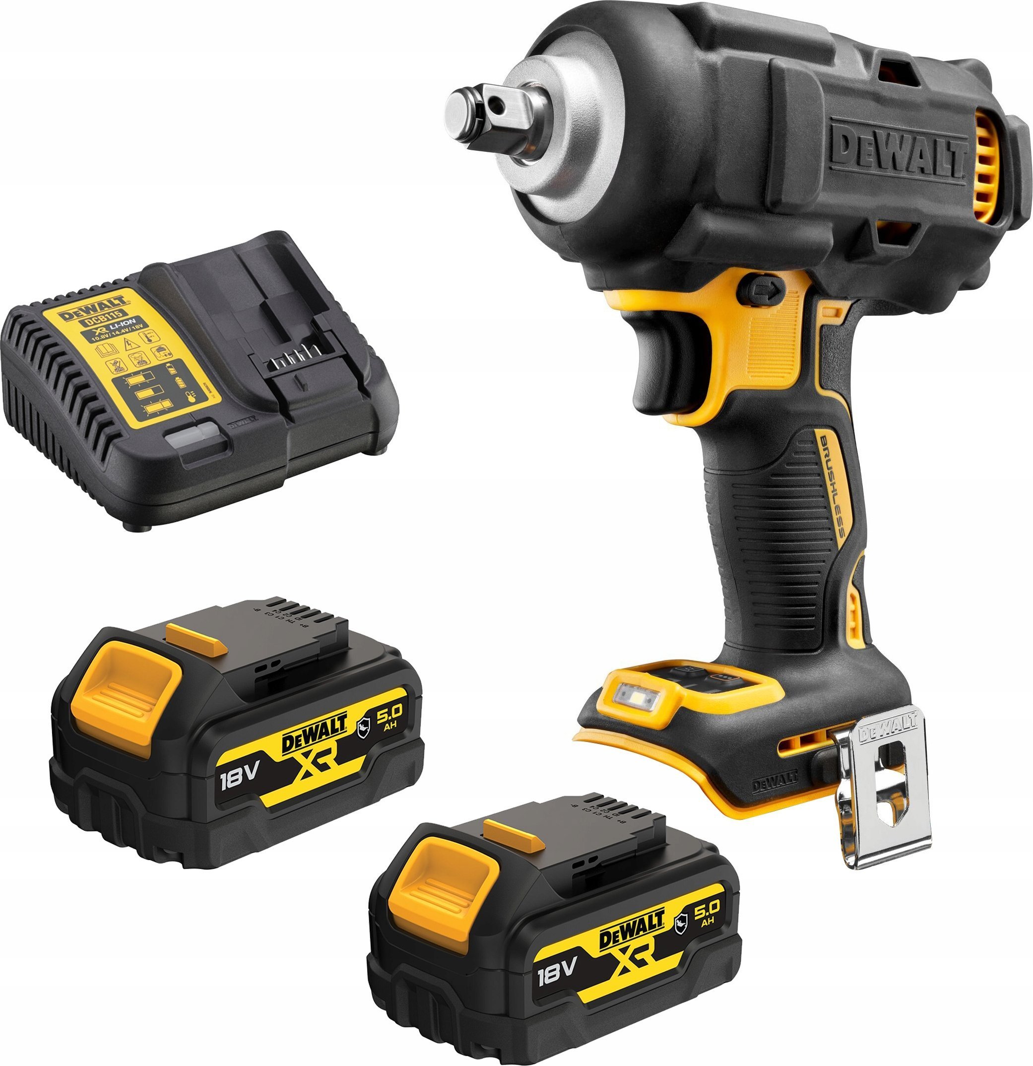 Dewalt DEWALT KLUCZ UDAROWY 1/2" 18V 812Nm 2x5,0Ah 4-BIEGI PIERŚCIEŃ ZABEZPIECZAJĄCY DCF891P2G