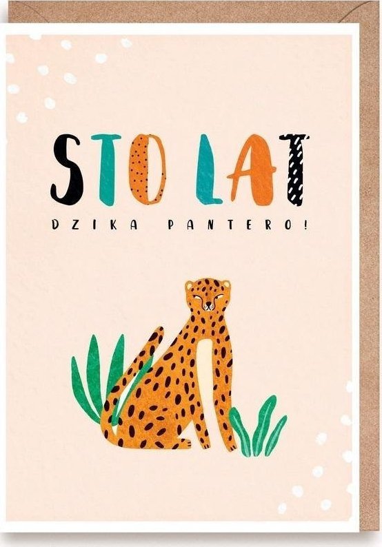 Cardie Kartka urodzinowa Sto lat, Dzika Pantero, eko