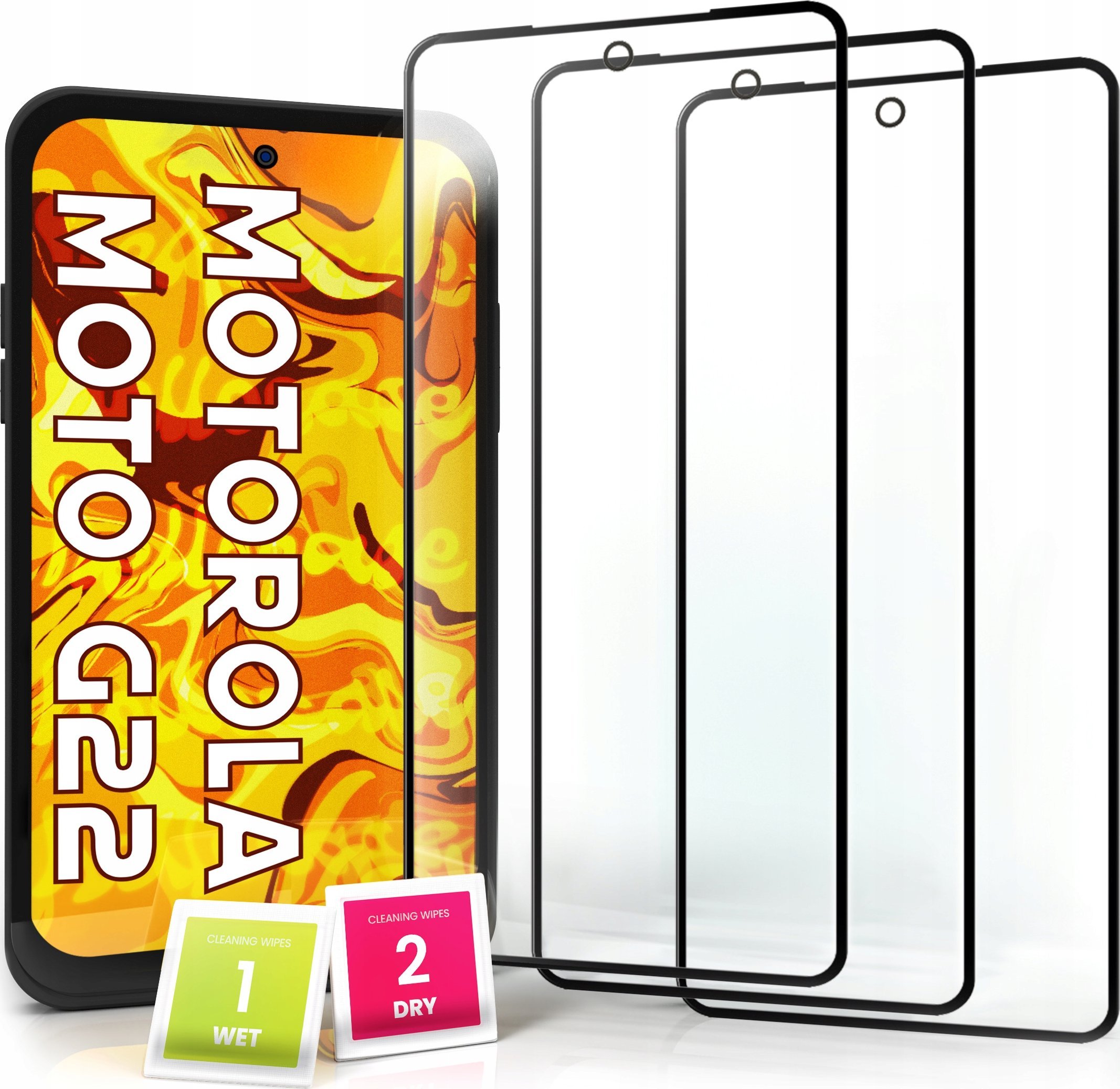 Hello Case 3-pak SZKŁO HARTOWANE DO Motorola Moto G22 4G na cały ekran 9H ochronne 5D