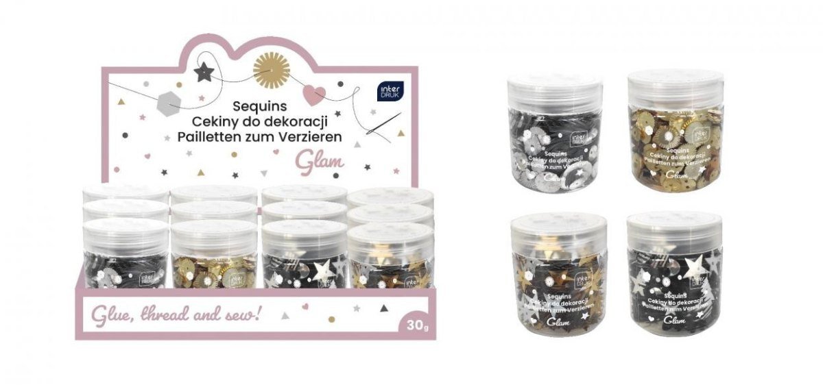 Cekiny do dekoracji 30g Glam (12szt)