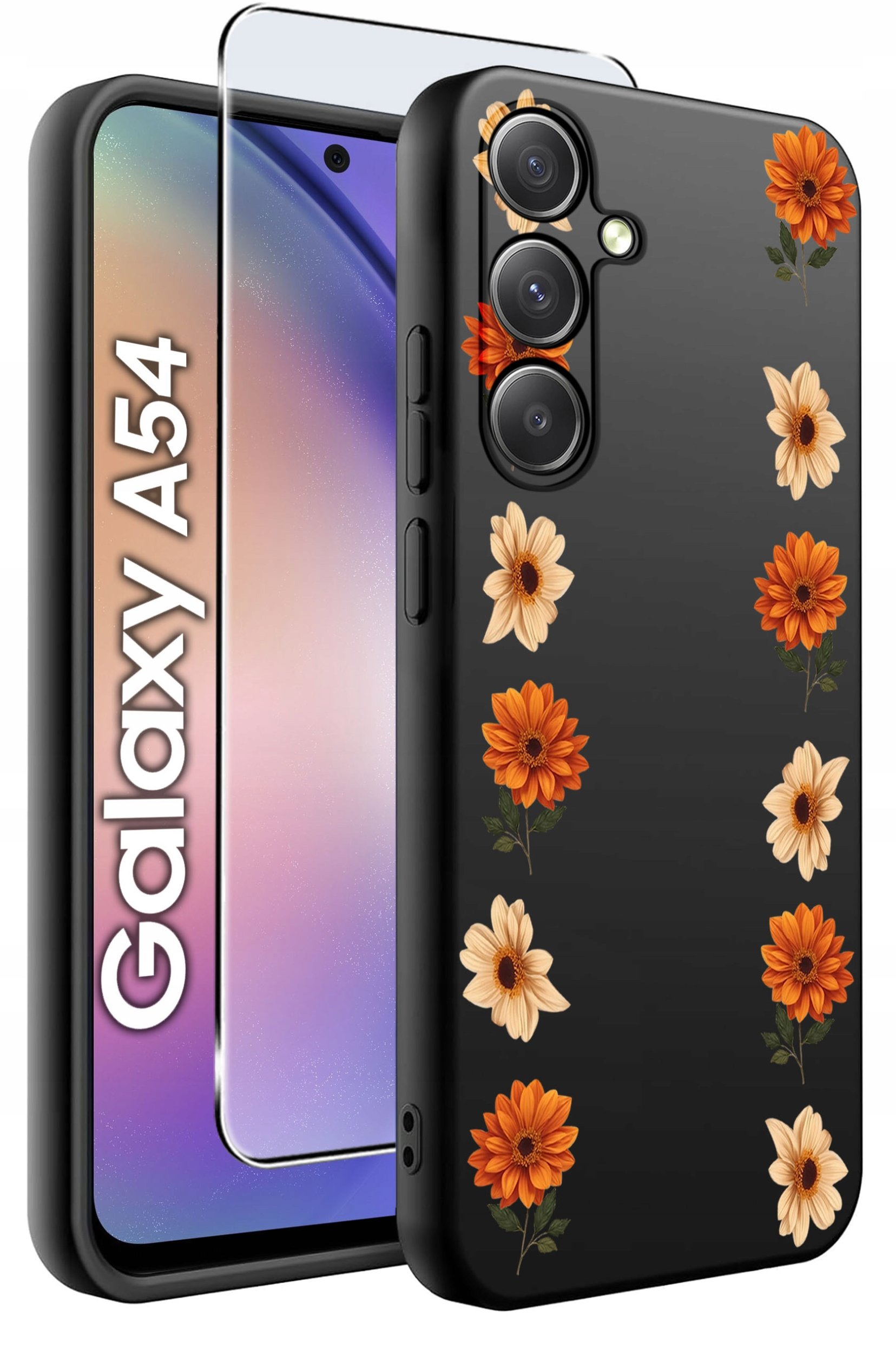 ETUI do Samsung A54 5G WZORY | SILIKONOWE MATT CASE + SZKŁO 9H