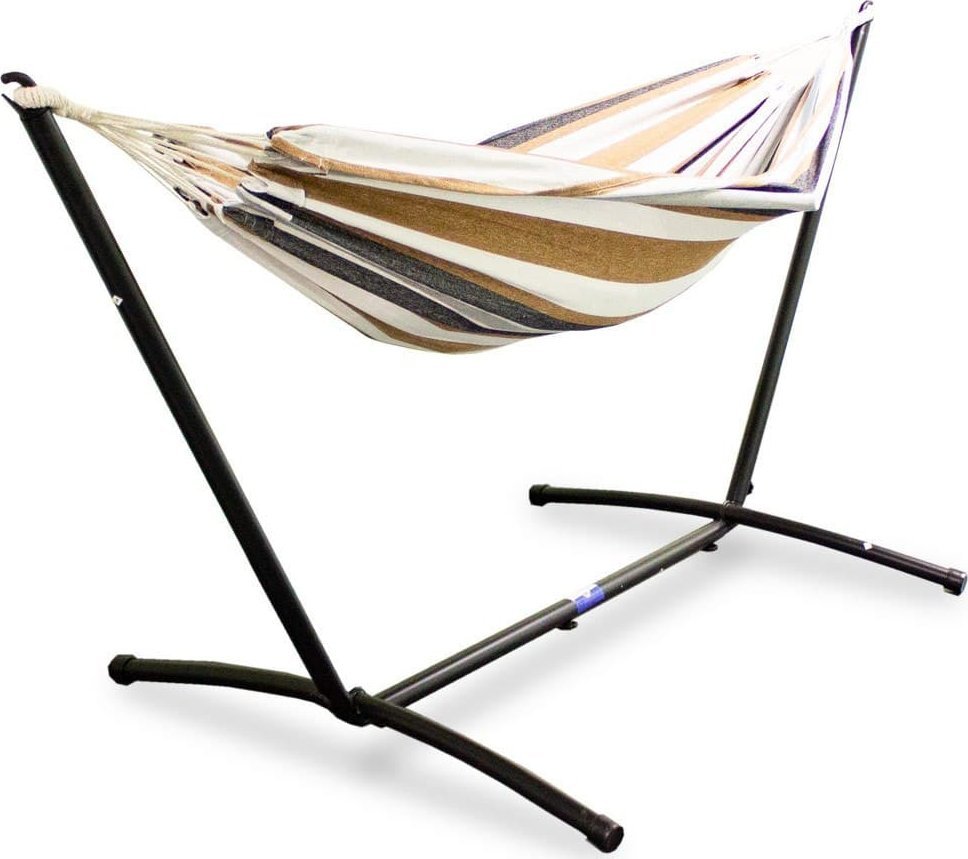 Lacestone Beżowo-brązowy Hamak na stelażu ogrodowy zewnętrzny