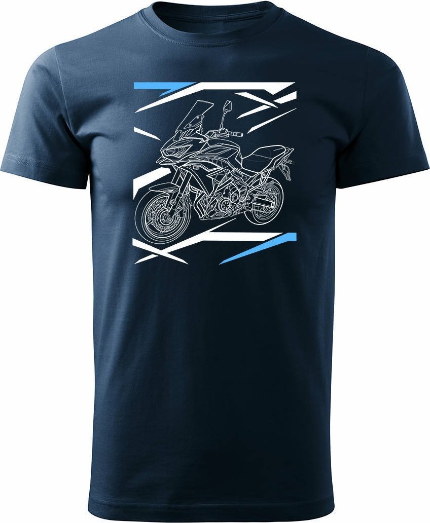 Topslang Koszulka motocyklowa z motocyklem na motor Kawasaki Versys 650 KLE 650 męska granatowa XL