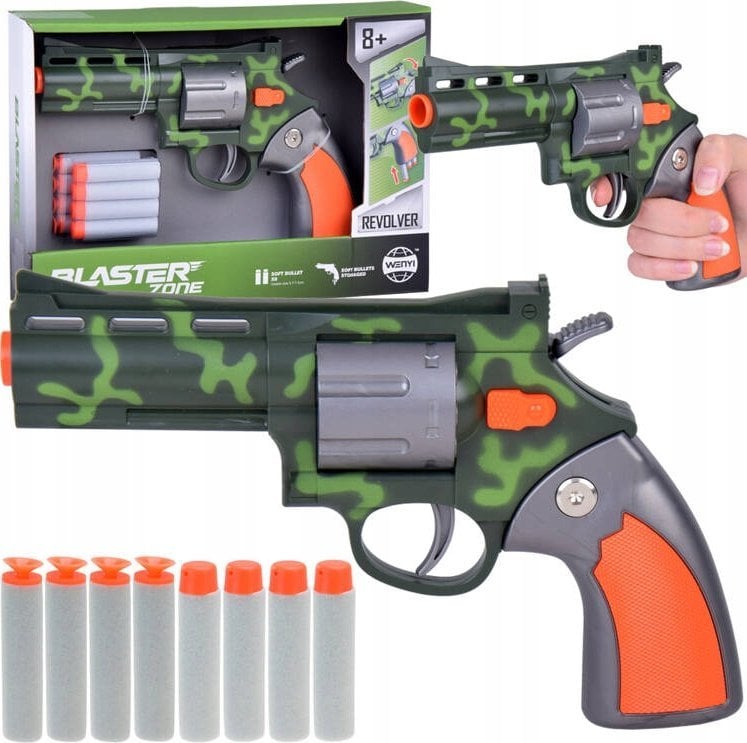 Zestaw Rewolwer Pistolet + Piankowe naboje Zabawa w strzelanie ZA5327