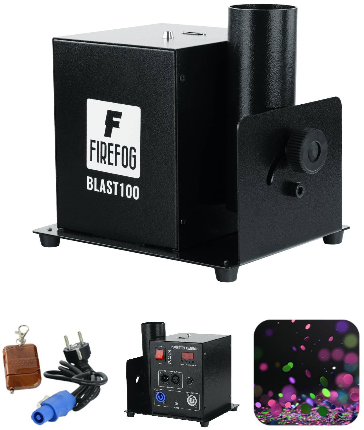 Pojedyncza elektryczna wyrzutnia konfetti DMX pilot BLAST100 Firefog one size