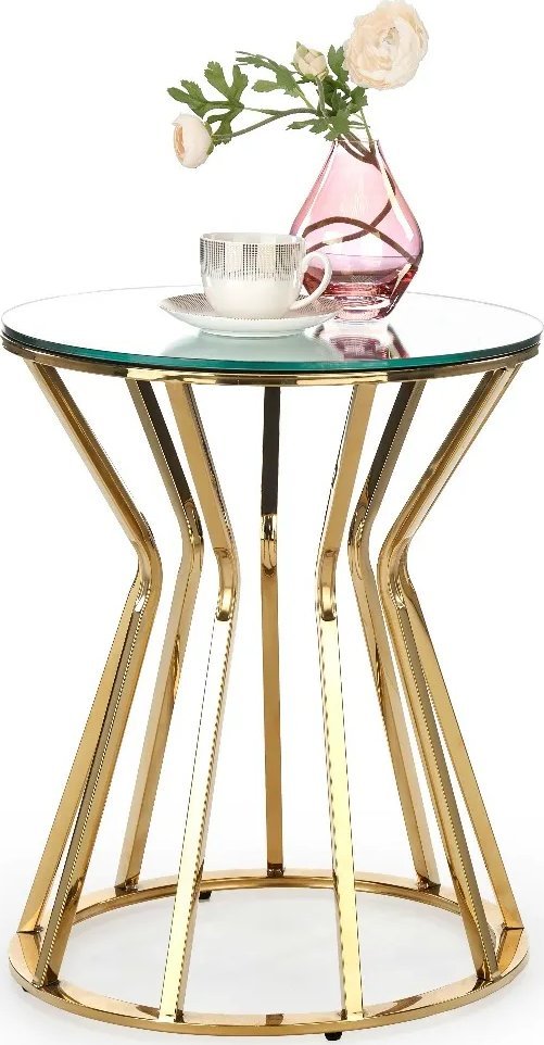 Halmar Stolik kawowy AFINA S 45x45 lustro/złoty HALMAR