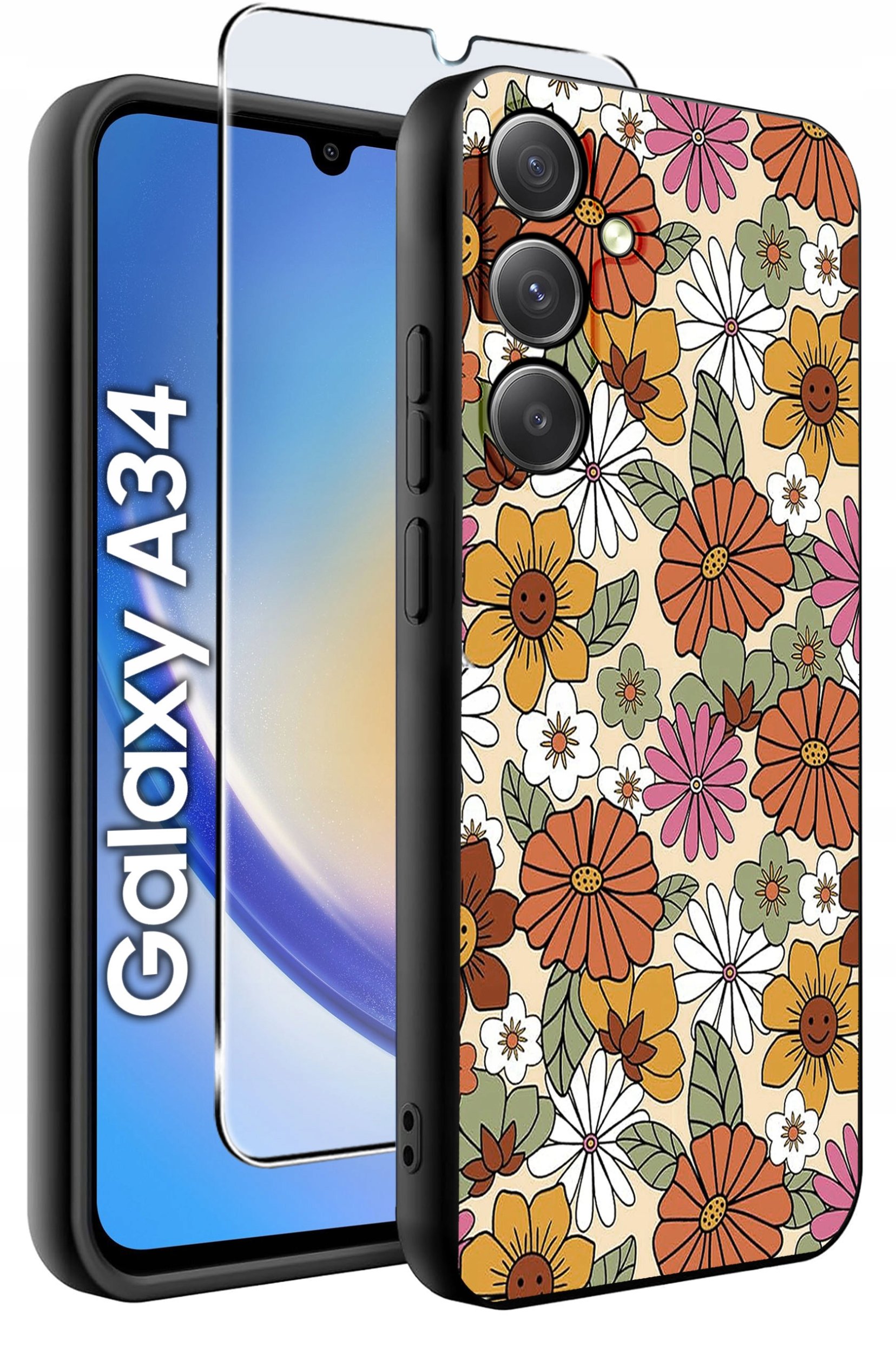 krainaGSM ETUI do Samsung A34 5G wzory | SILIKONOWE MATT CASE + SZKŁO 9H