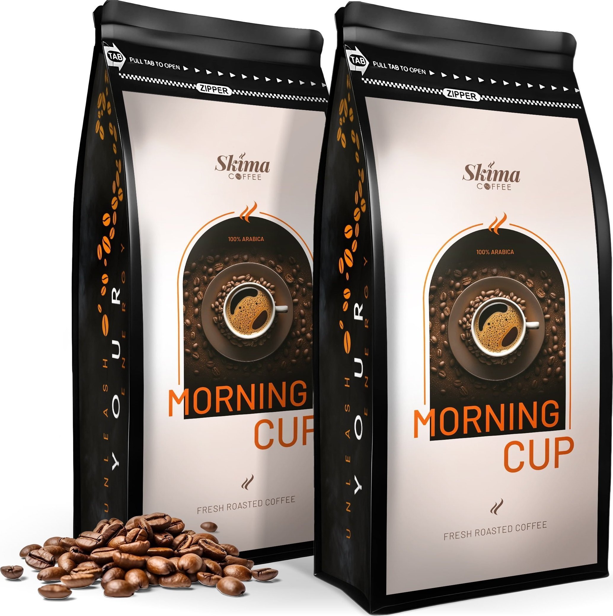 Zestaw Kawa ziarnista 1kgX2 MORNING CUP 100% ARABICA Świeżo Palona do ekspresu + GRATIS