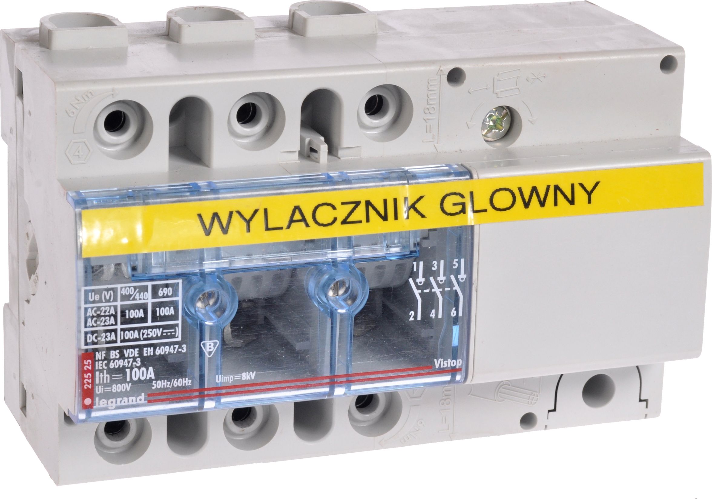 Legrand Rozłącznik izolacyjny 3P 100A VISTOP napęd boczny czarny (022525)