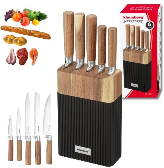 Klausberg ZESTAW NOŻY W BLOKU AKACJOWYM KB-7981