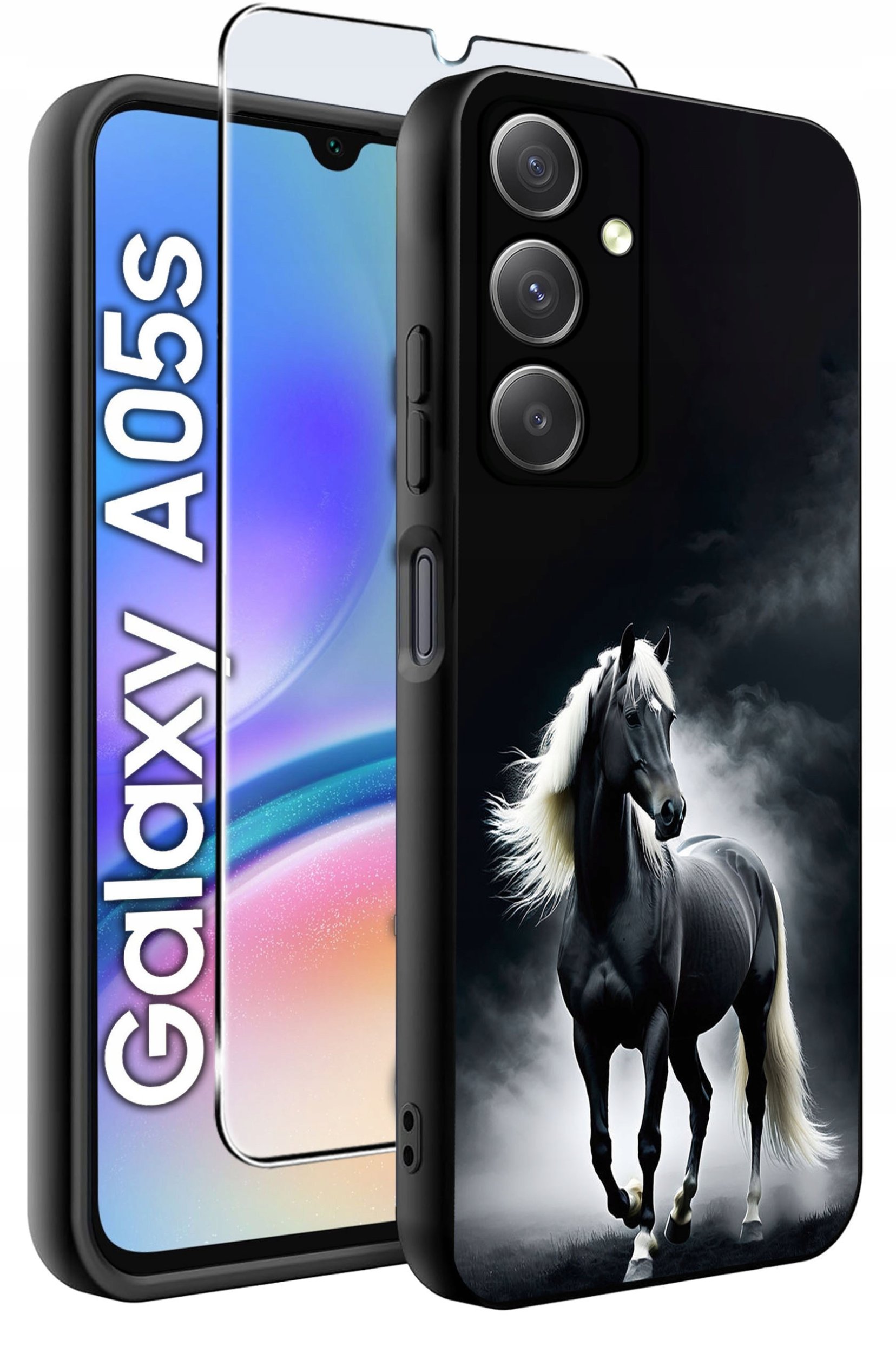 ETUI do Samsung A05s WZORY | SILIKONOWE MATT CASE + SZKŁO 9H