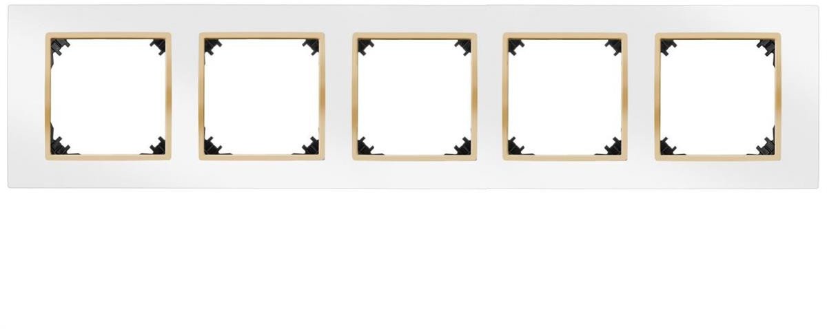 VESTRA ramka pięciokrotna IP20 biały/złoty 3875-27
