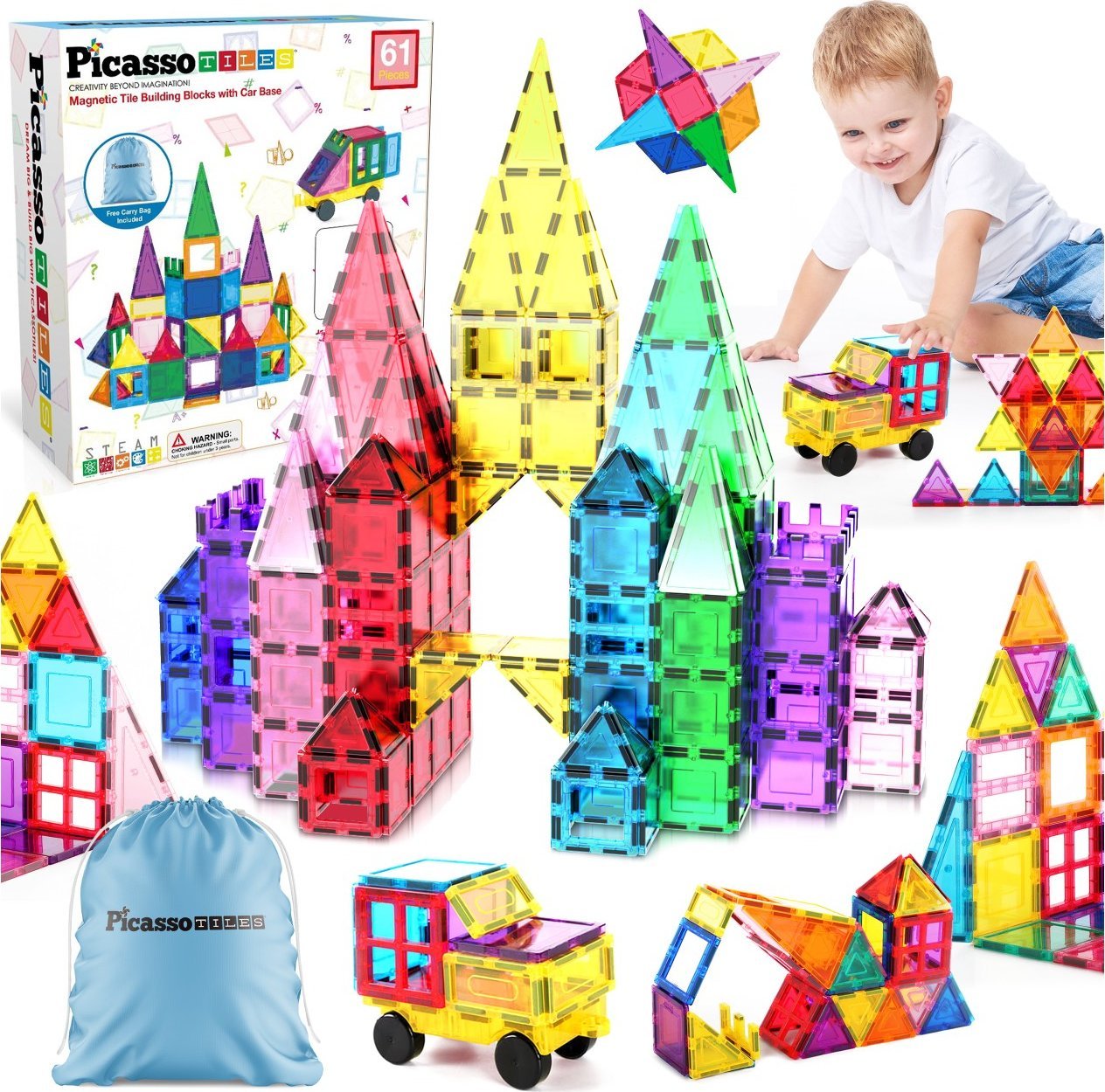 Happy Kiddo PC61 KLOCKI MAGNETYCZNE 61w1 PICASSO TILES