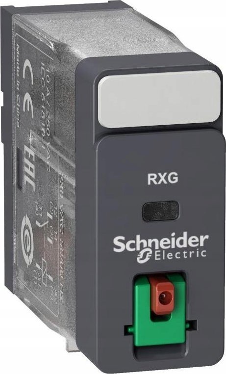 Schneider Zelio Przekaźnik interfejsowy z przyciskiem test 230V AC 10A 1Z+1R RXG11P7