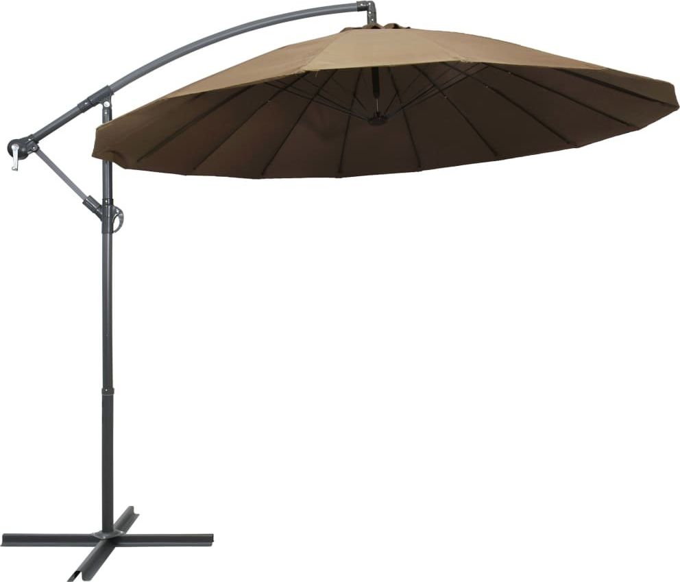 vidaXL VidaXL Wiszący parasol ogrodowy, taupe, 3 m, słupek aluminiowy