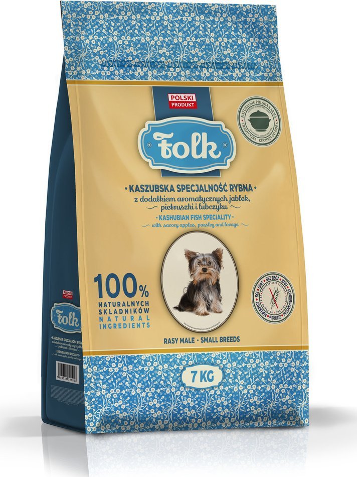 Folk Karma sucha dla psa FOLK MINI Kaszubska specjalność rybna z dodatkiem jabłek, pietruszki i lubczyku 7 kg