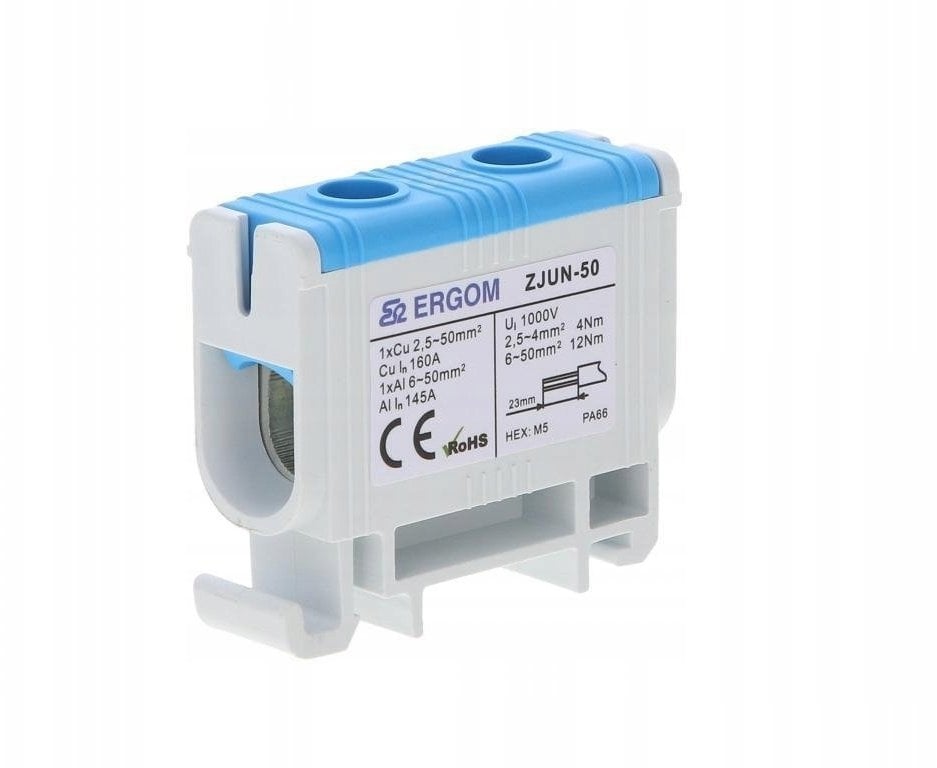 Złączka szynowa 1-torowa ZJUN-50/BL 50mm2 niebieska R34RR-07010002703