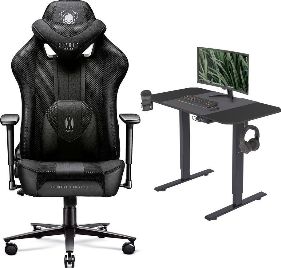 Fotel Diablo Chairs X-PLAYER 2.0 Normal Size Czarny + EGON 1100 Czarne 110 cmx60 cm