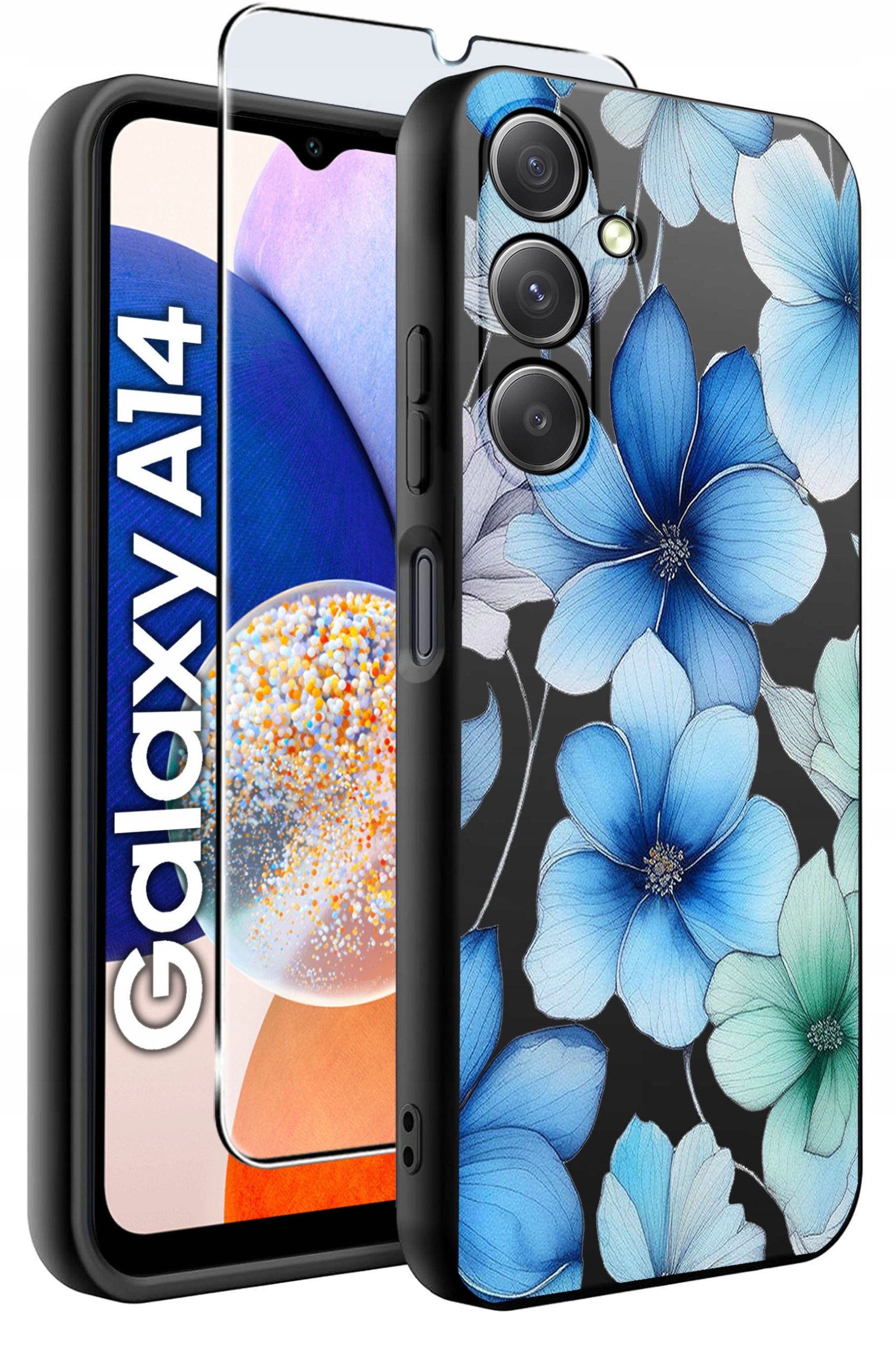 ETUI do Samsung A14 5G WZORY | SILIKONOWE MATT CASE + SZKŁO HARTOWANE 9H