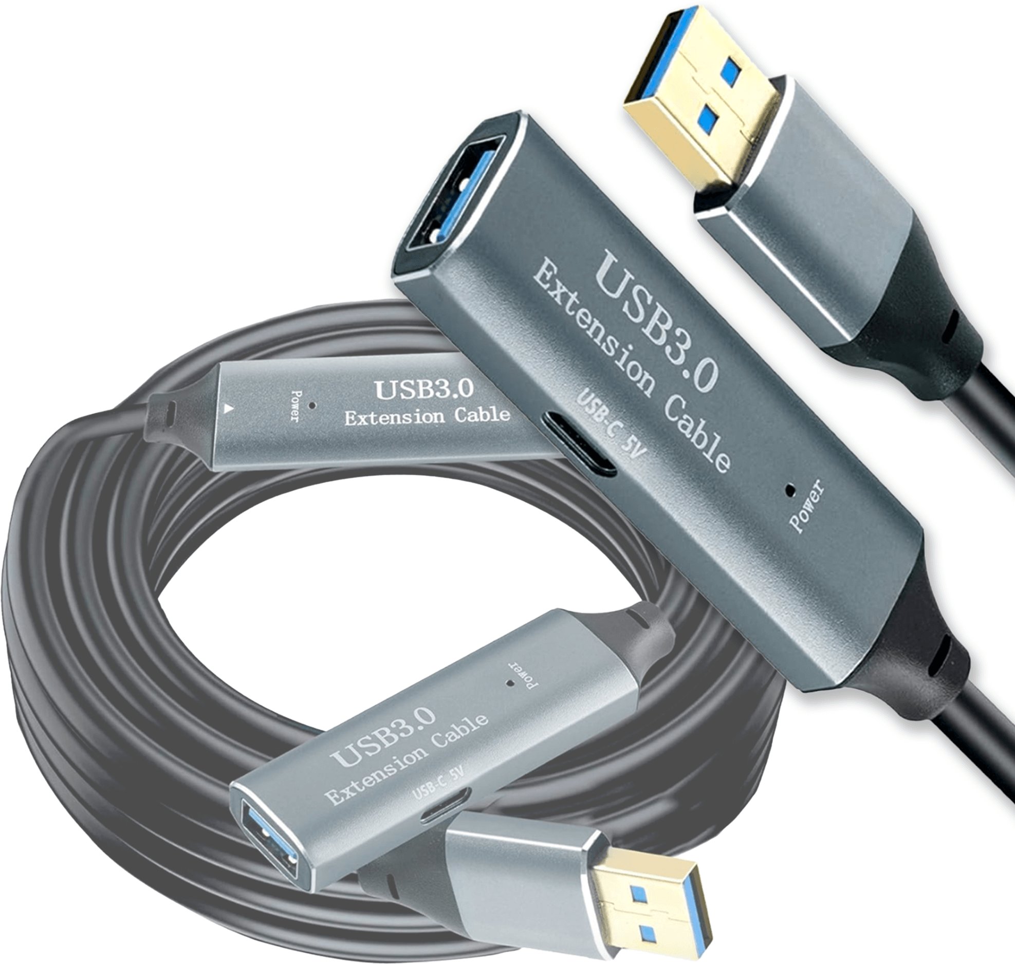 Kabel USB Reagle USB-A + USB-C - USB-A 10 m Szary