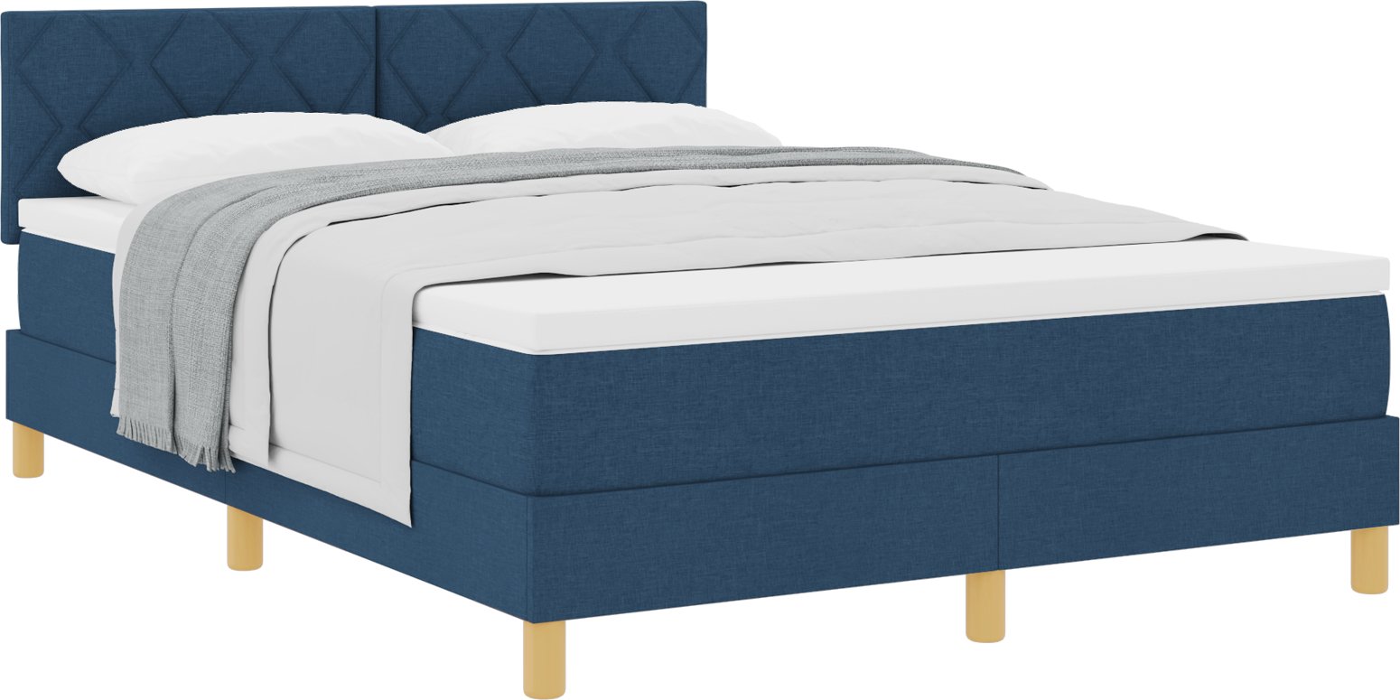 vidaXL Łóżko z ramą z materacem Niebieskie 140x200 cm Tkanina