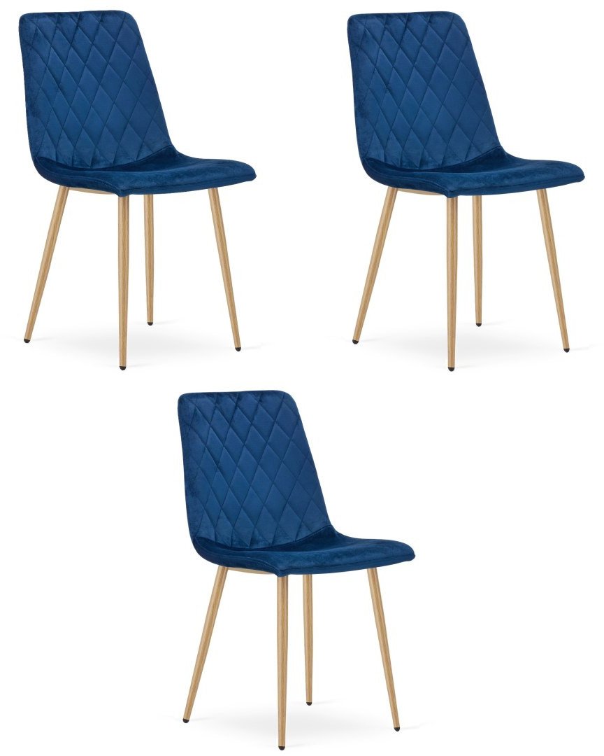 Krzesło TURIN - granat aksamit / nogi kolor drewna x 3