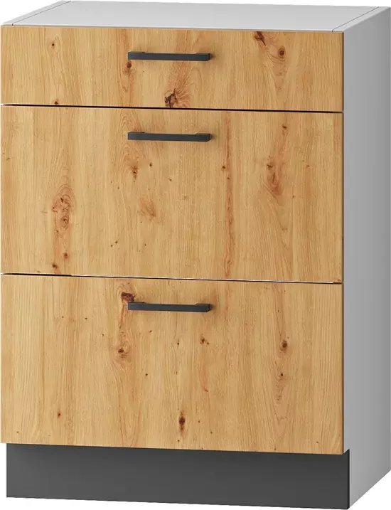 Elior Stojąca szafka kuchenna z szufladami dąb artisan - Rimer 11X 60cm